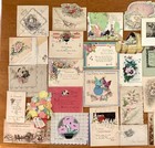 Vintage Used Lot Of 35 Art Deco Holiday Greeting Cards 1920s 1930s Please Read