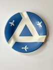Swissair Vintage Ashtray Blue   White Ornamin 4135 Mid Century Retro Aeronautica