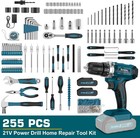 Tool Kit With 21v Cordless Drill - Sundpey 255-pcs Portable Complete General    