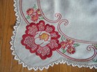 Edwardian Tablecloth Heavy Linen Hand Embroidered Bobbin Lace Hem 34  Square