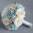 Bridal Bouquet Holding Crystal Silk Artificial Rose Flower Wedding Party Decor