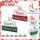 3 Pcs Valentines Day Decorations Indoor St Patricks Day Wooden Table Sign Rever 