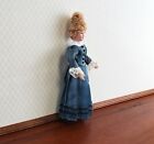 Dollhouse Victorian Doll Porcelain Poseable Blue Green Dress Lace 1 12 Scale