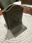 Vintage Cast Metal Bookends Bronze Metal The Village Blacksmith  Pair Set Mcm