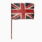 Vintage British Made Union Jack Flag Cotton Original Wooden Stick