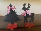 Plaid Christmas Holiday Tree   Moose Stocking Holder Decor