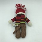 Sock Monkey Plush Stuffed Animal Winter Hat Striped Sweater Christmas Dan Dee 20