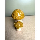 Vintage Ceramic Mushroom Figurine     Yellow Speckled Glaze     Retro Woodland D  cor