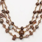Three Layers Multi Brown Glass Seed Bead Glass Seed Bead Necklace Earring Set