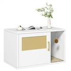 Cat Litter Box Enclosure Modern White Particle Board Pet Furniture Odor Conceal