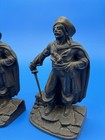 Pair Of Antique Vtg 1928 Bronze Finish Cast Iron Pirate Bookends Gift House Ny