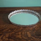 Vintage Gold Filigree Mirrored Vanity Tray Oval Perfume Tray Mcm 
