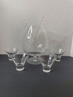 Vintage Clear Glass Martini Pitcher Set W  4 Martini Glasses 2 Stirrers Mcm 