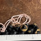 17 Tiny Antique Black Glass   Gold Tone Buttons - J1