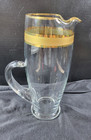 Vtg Mcm Glass Martini cocktail Pitcher W gold Trim 9 
