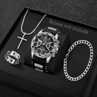 Zhowe Quartz Mens Analog Watch 45mm Gold Tone Case Black Silicone Strap