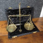 Vintage Brass Balance Scale Set W  Weights   Case Jeweler Apothecary Accessories