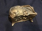 Vintage Or Antique Small Casket Trinket Jewelry Box Art Nouveau Floral Brass Old