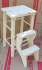 Antique 40 s Farmhouse Flip-down Wooden Step Stool Ladder 