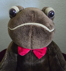 Vintage Dan Dee Collector   s Choice Plush Olive Green Frog Red Bow Tie 18  Seated