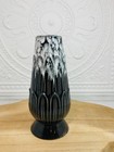 Vintage Modernist Black   White Drip Glaze Ceramic Vase Mcm Studio Pottery 7   