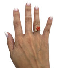 Vintage 60s Coral Mediterranean Rose Ring In 18k Solid Gold