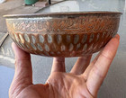 Antique 17c Islamic Qajar Dynasty Copper Bowl With Calligraphy