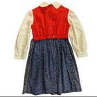 Vintage Polly Flinders Hand Smocked Tie Collar Long Sleeve Floral Dress