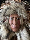 Native American Spirit Mask Wall Art Feathers beads fur shell Hand-painted