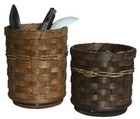 Revolving Basket Caddy - Hand Woven Kitchen Desk Organizer 2 Sizes   13 Finishes