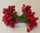 72 Pcs Vtg Double Ended Red Holly Berries Stamen Peps Christmas Crafts Millinery