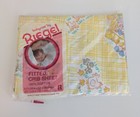 Vintage Babycare By Riegel Fitted Crib Sheet Yellow Flowers Animals Cow Usa New