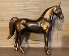 Mcm Solid Brass Horse Figurine Statue Equestrian  Heavy 12   x11   x3  Vtg-unsigned