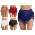 Women Girls Sparkly Sequin Tassel Skirt Rave Fringe Hip Scarf Miniskirt Clubwear
