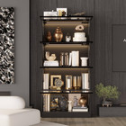 Black Wood 31 5 In  W Display Cabinet Storage Curio Cabinet Collectors Showcase