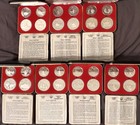1976 Montreal Canadian Olympic Proof Full Set Of 28 Silver Coins 7 Sets   Boxes