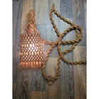 Vintage 70s Macrame Swag Lamp Jute Beaded Hanging Light Boho Mid Century Modern