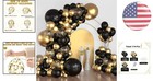 Elegant 114 Pcs Black   Gold Balloon Kit - Ideal For Birthdays  Weddings   More 