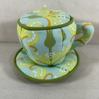 Collectible Cushions Dritz Pin Cushion Tea Cup Green With Removable Lid