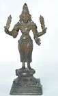 Beautiful Antique Hindu God Vishnu Bronze Statue 6   Inch  South Indian Mastery