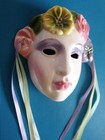 Clay Art Ceramic Face Wall Mask  Art Deco Style Girl With Flowers  Spring