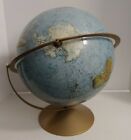 Vintage Replogle Land And Sea Globe 12 Inch Raised Surface  Metal Base  2 Axis