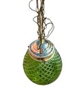 Mcm Vintage Green Crackle Glass Globe Lamp Hanging Swag Lamp Light 9x16