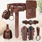 Renaissance Fair Belt Pouch Set Medieval Viking Bracer Larp Cosplay Costume