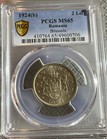 1924 B Romania 5 Lei Brussels Pcgs Ms65