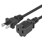 2 Prong Extension Cord Us Ac Male Female Power Cable 16awg 13a 125v 25ft Black