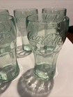 Set Of 7 Coca -cola Green Plastic Tumblers 6    Embossed Logo Vtg Style Cups