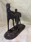 Horse Racing Fan Thoroughbred Jockey Racetrack Bronze Statue Sculpture Art Deco