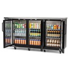 Peakcold 72  Black Three Door Back Bar Cooler  Counter Height Glass Front Fridge