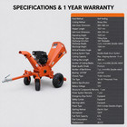 New 18hp 457cc Gas Wood Chipper Shredder 15cm Max Cut Electric Start Trailer 
